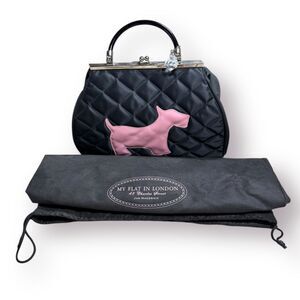 My Flat In London Vintage Quilted Nylon Handbag Jan Haedrich‎ Pink Scotty Dog